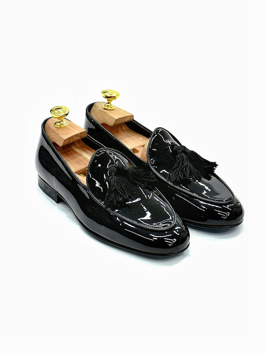 Mocassino con Nappine - Tassel Loafer - Vernice Lucida | Nero