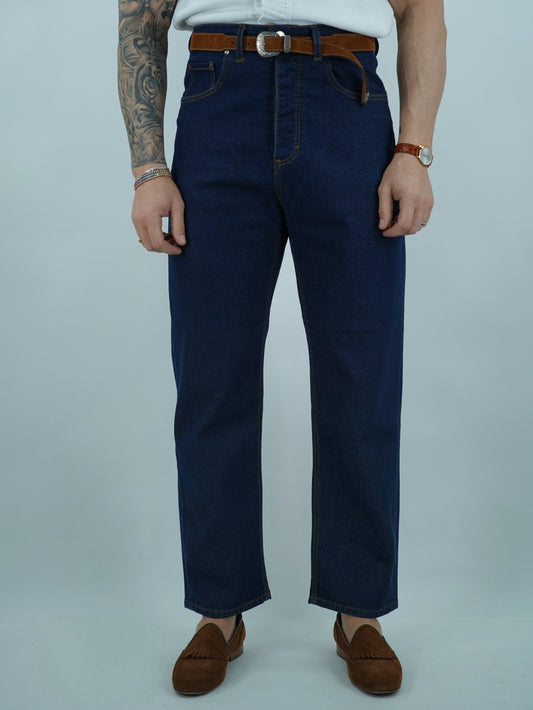 Jeans 80s a vita alta con passanti lavaggio 0 fondo ampio