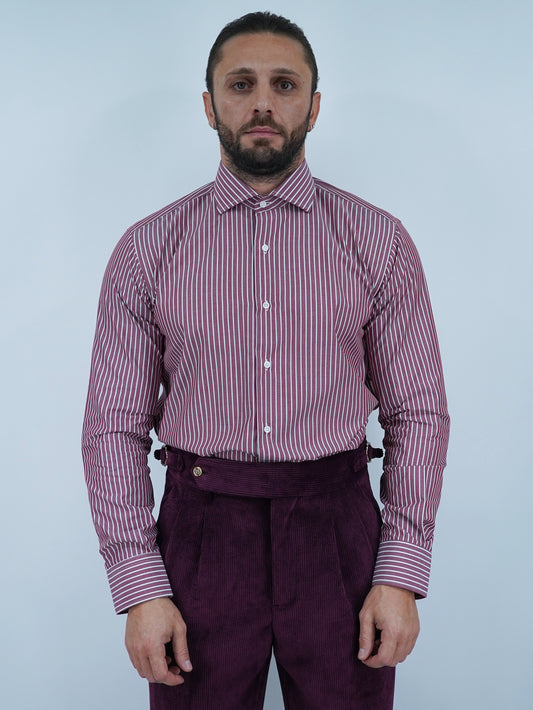 Camicia collo francese bordeaux rigo bianco