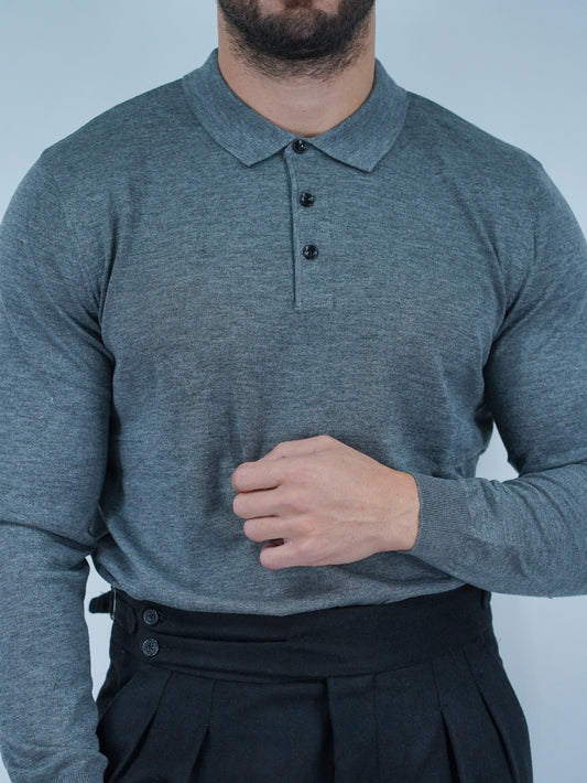 Polo con bottoni in filo grigio