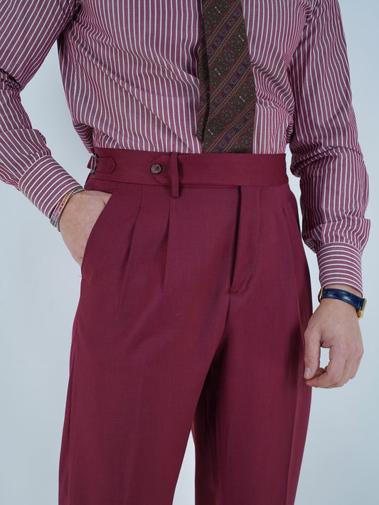 Gurkha 1 bottone - Fondo 20/23cm | Doppia Fibbia Regolabile | Bordeaux Profondo