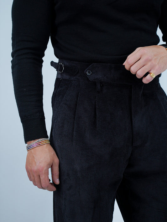 Gurkha in velluto a coste nero fondo 21cm