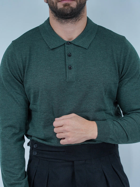 Polo con bottoni in filo verde