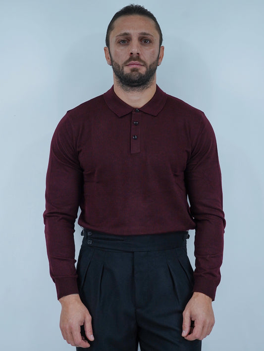 Polo con bottoni in filo bordeaux