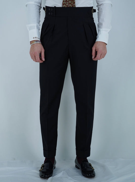 Gurkha 4 bottoni - Fondo 17/20cm | Doppia Fibbia Regolabile | Nero Corvino