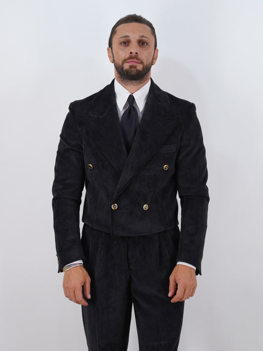 Giacca Cropped Doppiopetto in Velluto - Linea Extensive | Nero
