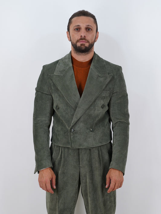 Giacca Cropped Doppiopetto in Velluto - Linea Extensive | Verde