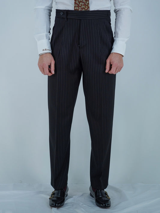 Gurkha 1 bottone - Fondo 20/23cm | Doppia Fibbia Regolabile | Nero Gessato