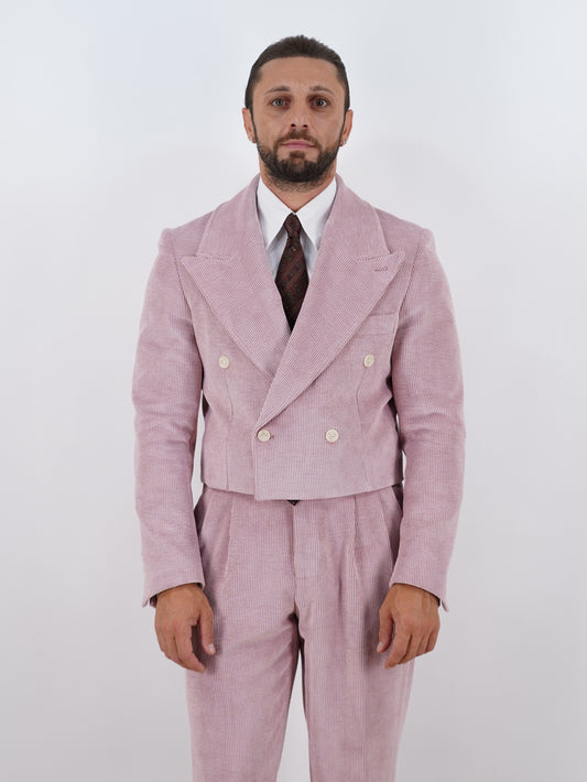 Giacca Cropped Doppiopetto in Velluto - Linea Extensive | Rosa