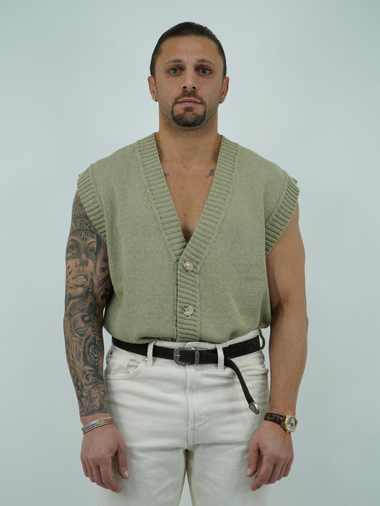 Gilet smacchinato verde safari