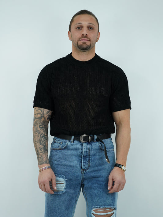 T-shirt forata nera