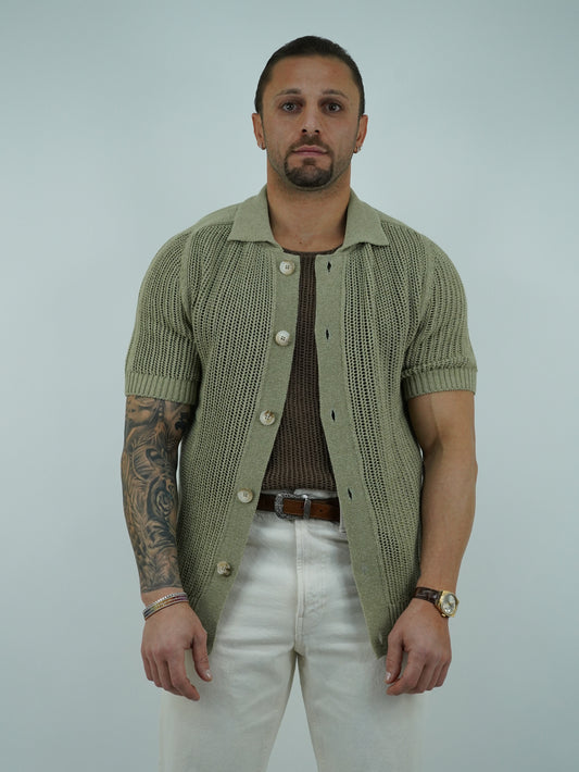 Camicia forata verde safari