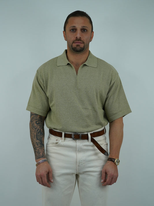 Polo smacchinata verde safari