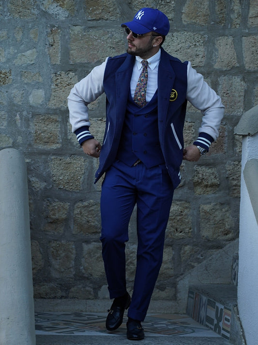 College spigato blu e bianco