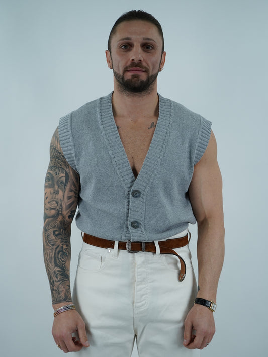 Gilet smacchinato grigio fumo