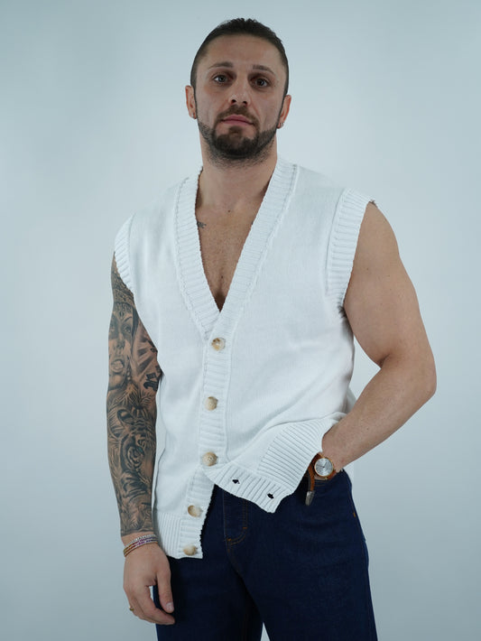 Gilet smacchinato bianco