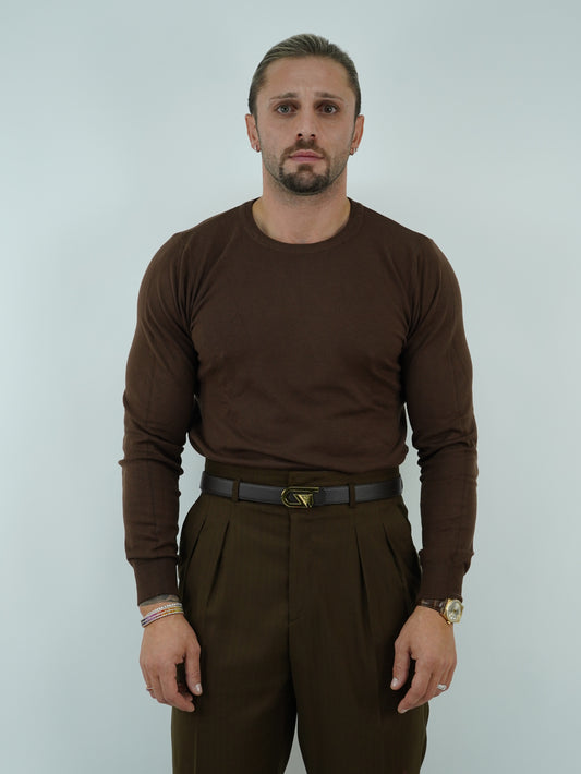 Maglioncino girocollo caffè