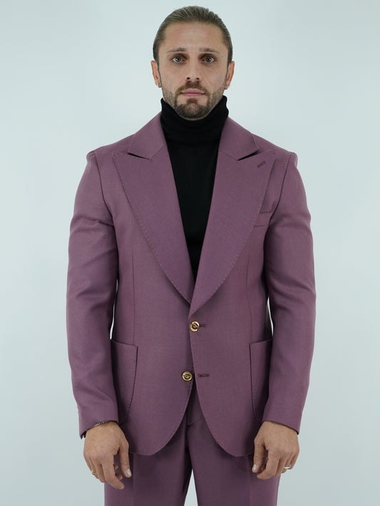 Abito extensive monopetto petto a lancia diagonale cipolla con bottoni oro