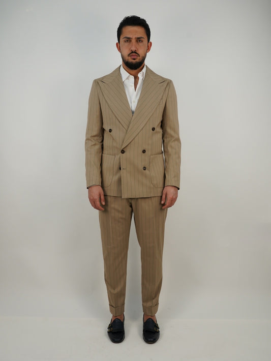 Abito Extensive Doppiopetto beige gessato