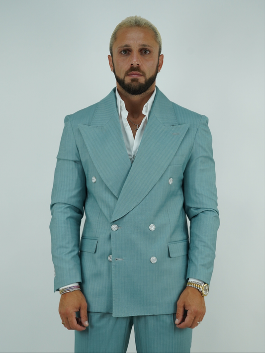 Abito Extensive doppiopetto petto a lancia verde tiffany