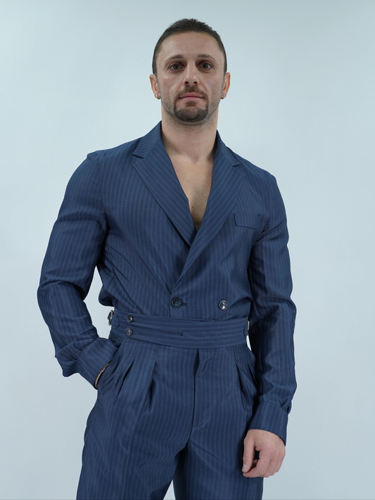 Giacca camicia doppiopetto petto napoli solaro blu