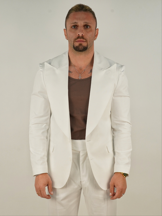 Abito Extensive santorini monopetto petto a lancia in cotone bianco