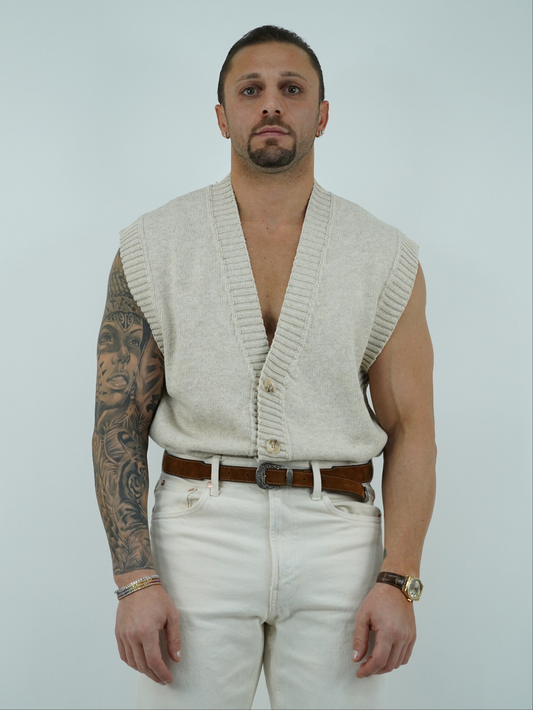 Gilet smacchinato colore lino