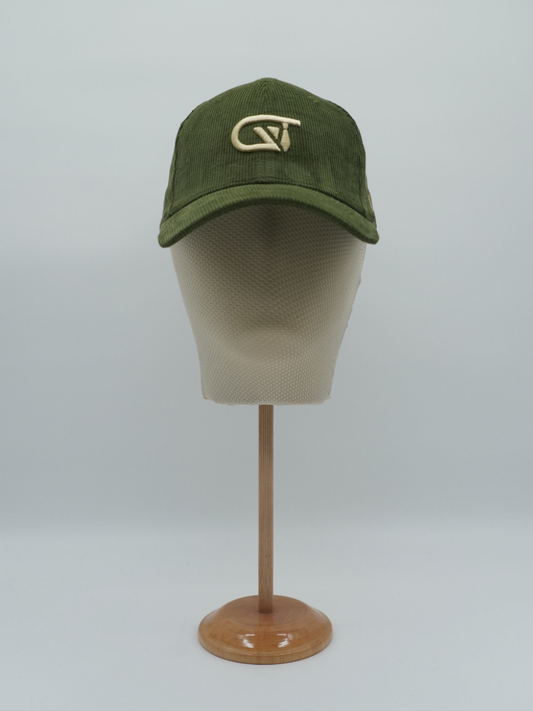Cappello da baseball GT in velluto a coste verde oliva