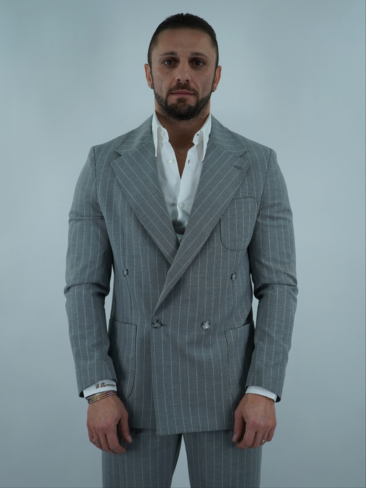 Abito harmonious doppiopetto petto napoli grigio gessato