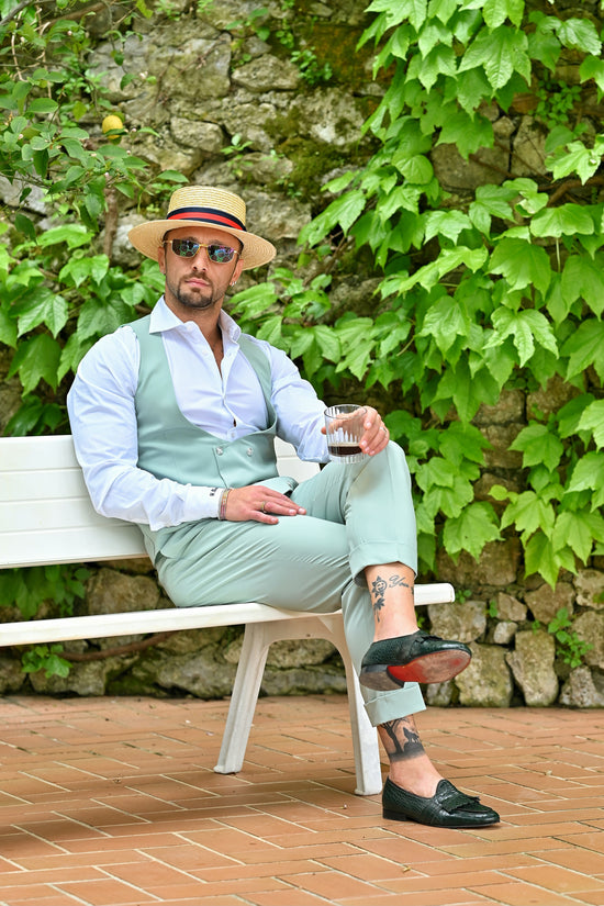 Panciotto Doppiopetto 6 bottoni verde acqua