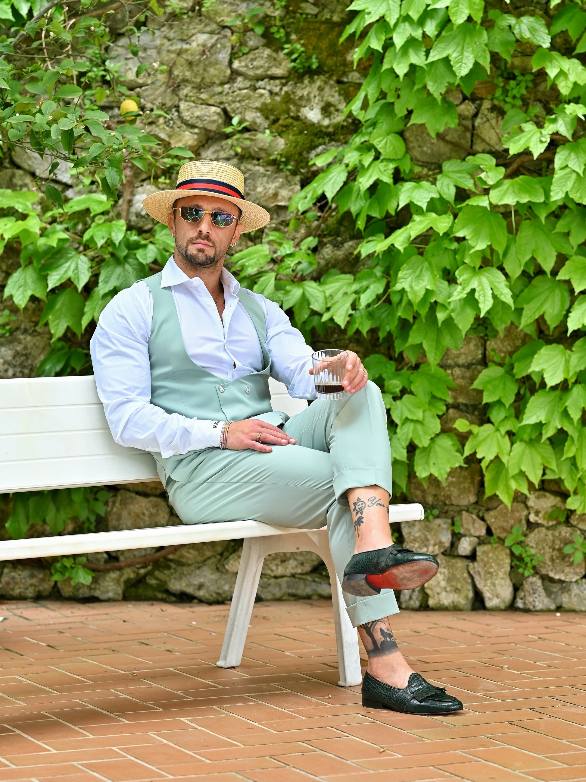 Panciotto Doppiopetto 6 bottoni verde acqua