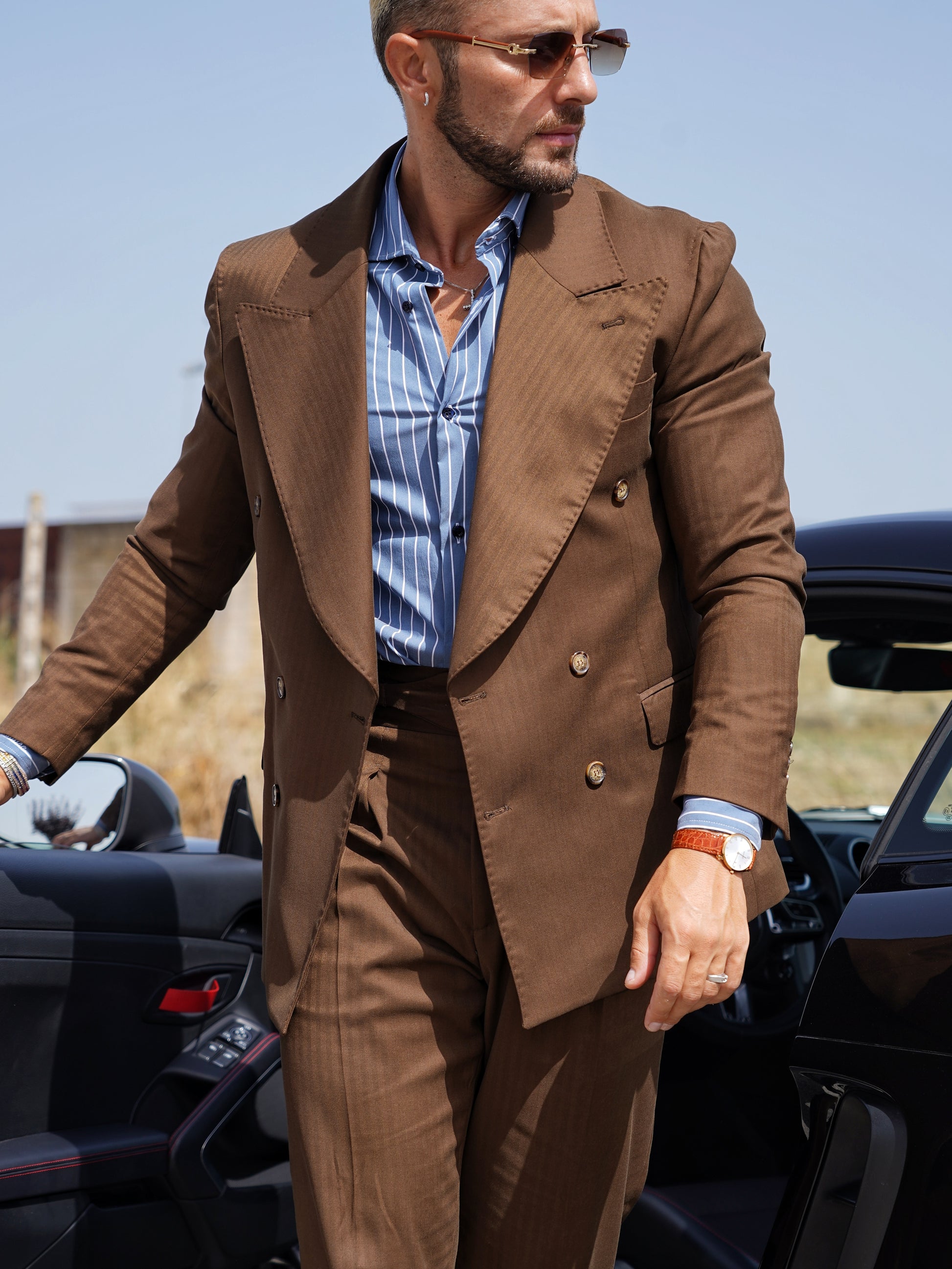 Abito Extensive doppiopetto petto a lancia colore cubano