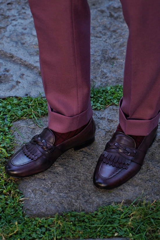 Mocassini treccia bordeaux