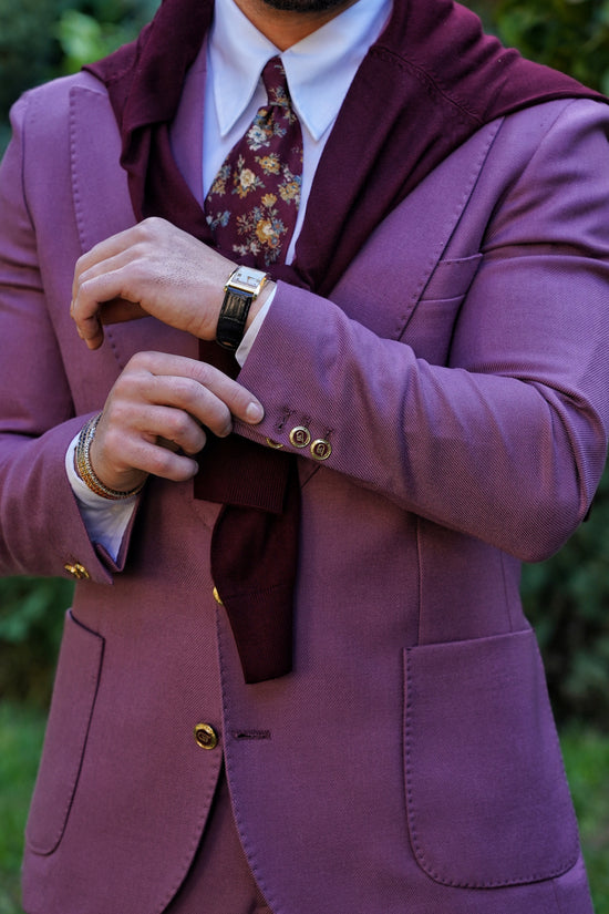 Abito extensive monopetto petto a lancia diagonale cipolla con bottoni oro