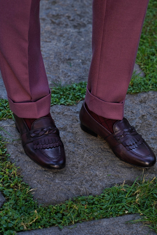 Mocassini treccia bordeaux