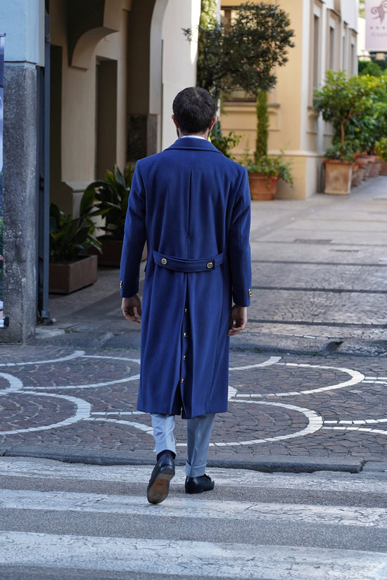 Cappotto Raglan Spigato Zaffiro con bottoni oro