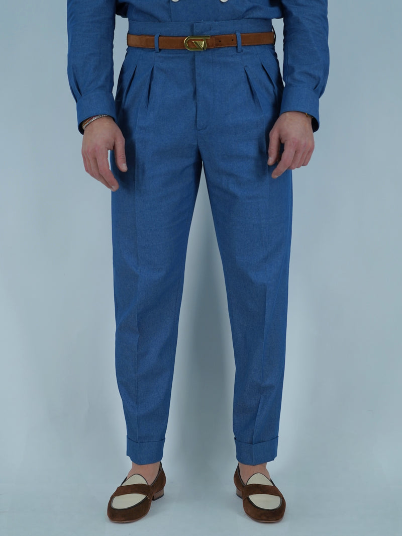 Gurkha con passanti effetto jeans lavaggio chiaro