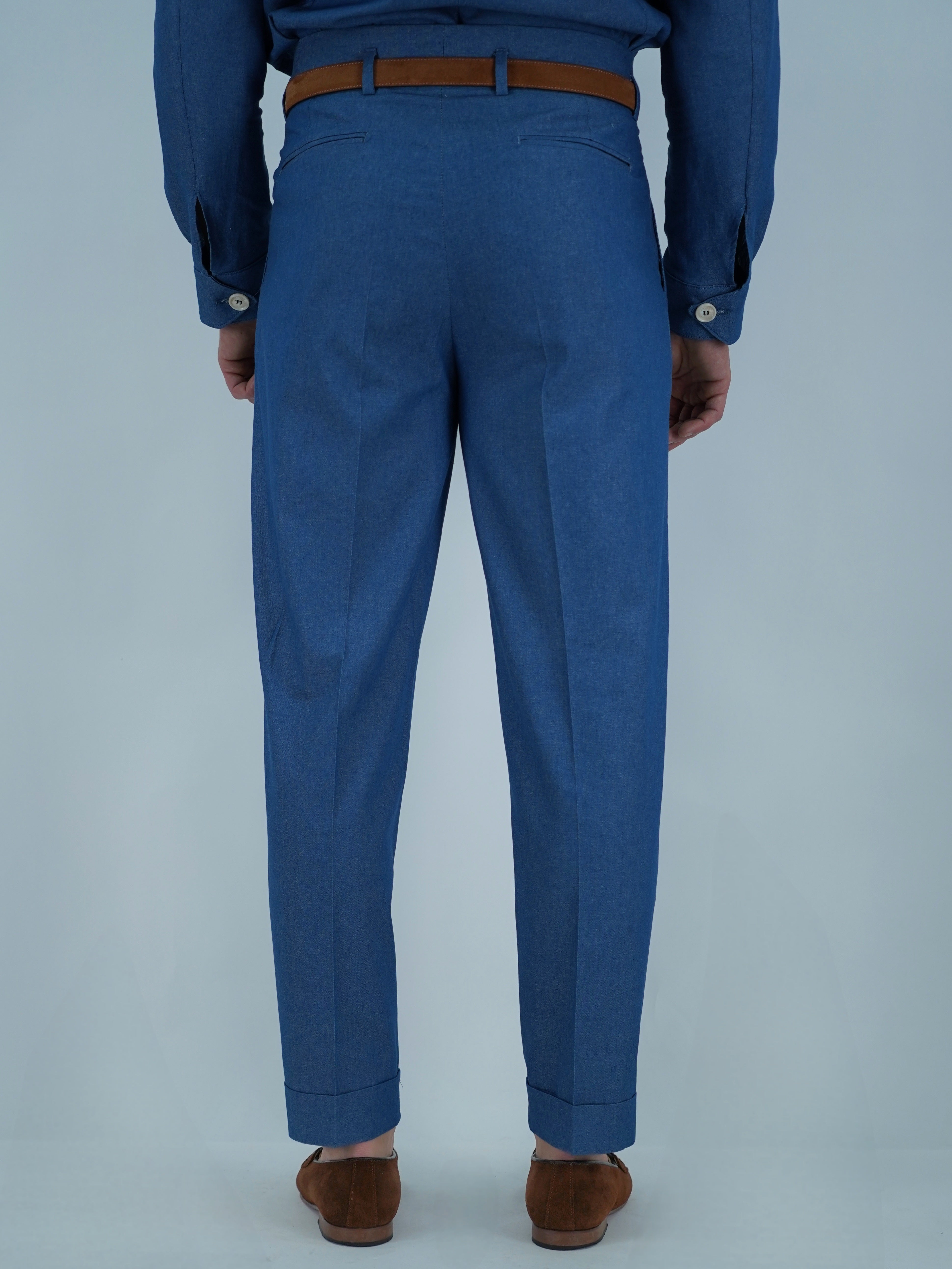 Gurkha con passanti effetto jeans lavaggio chiaro