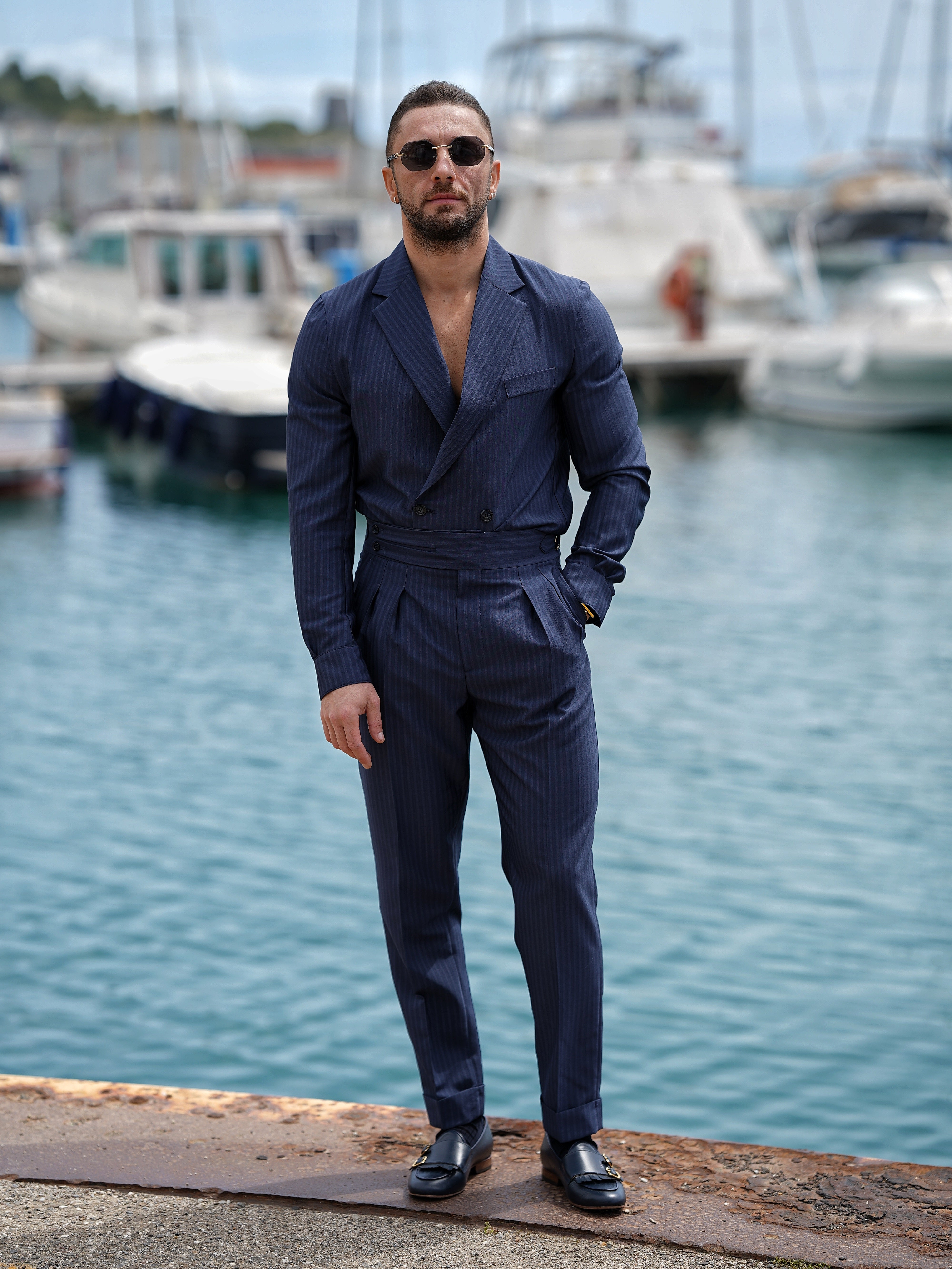 Giacca camicia doppiopetto petto napoli solaro blu