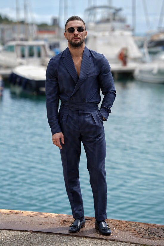 Giacca camicia doppiopetto petto napoli solaro blu