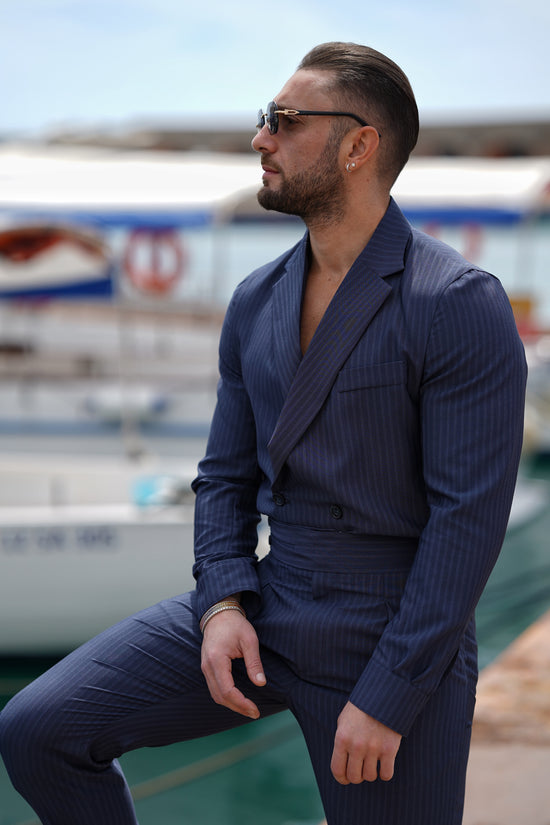 Giacca camicia doppiopetto petto napoli solaro blu