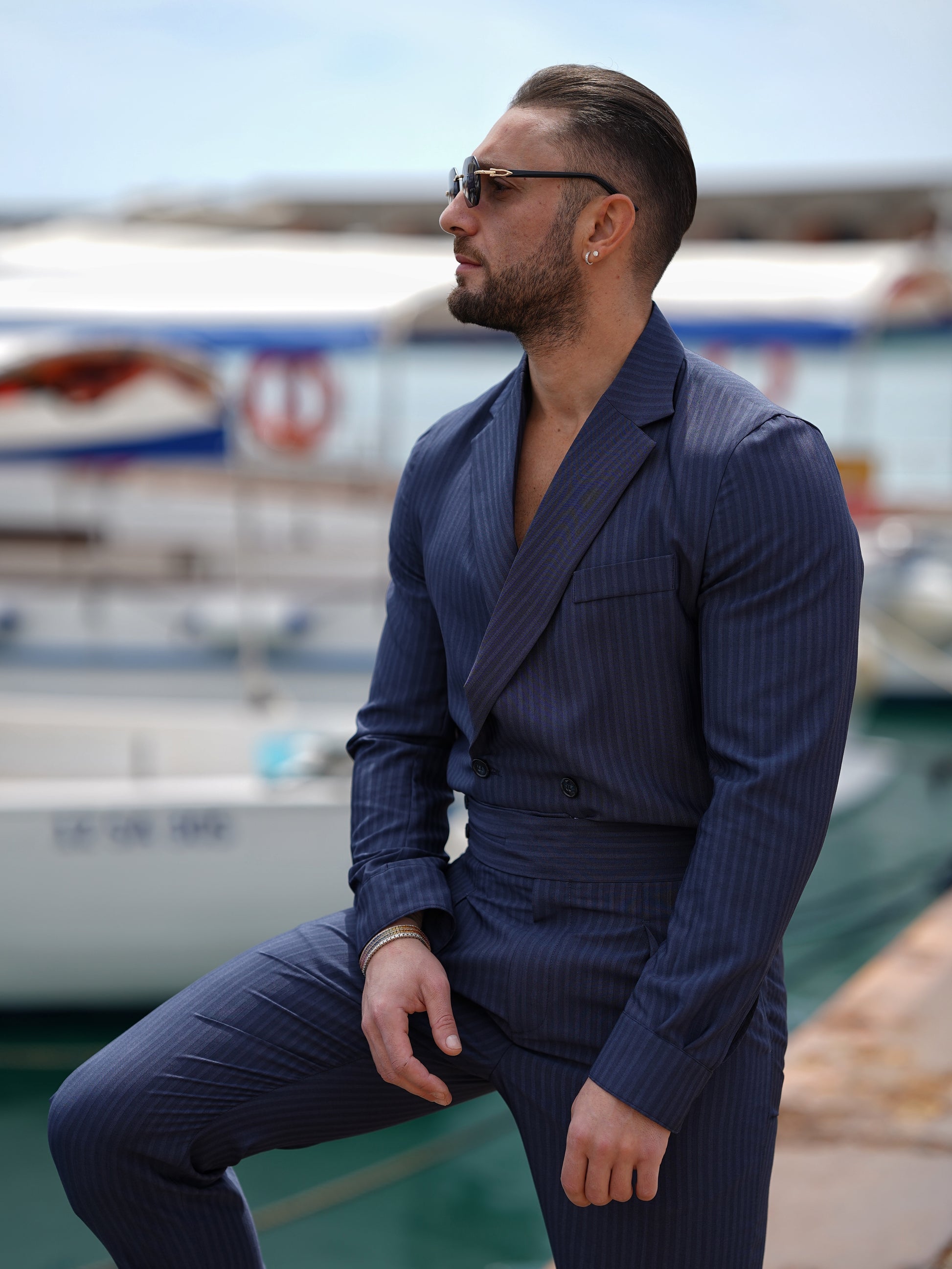 Giacca camicia doppiopetto petto napoli solaro blu