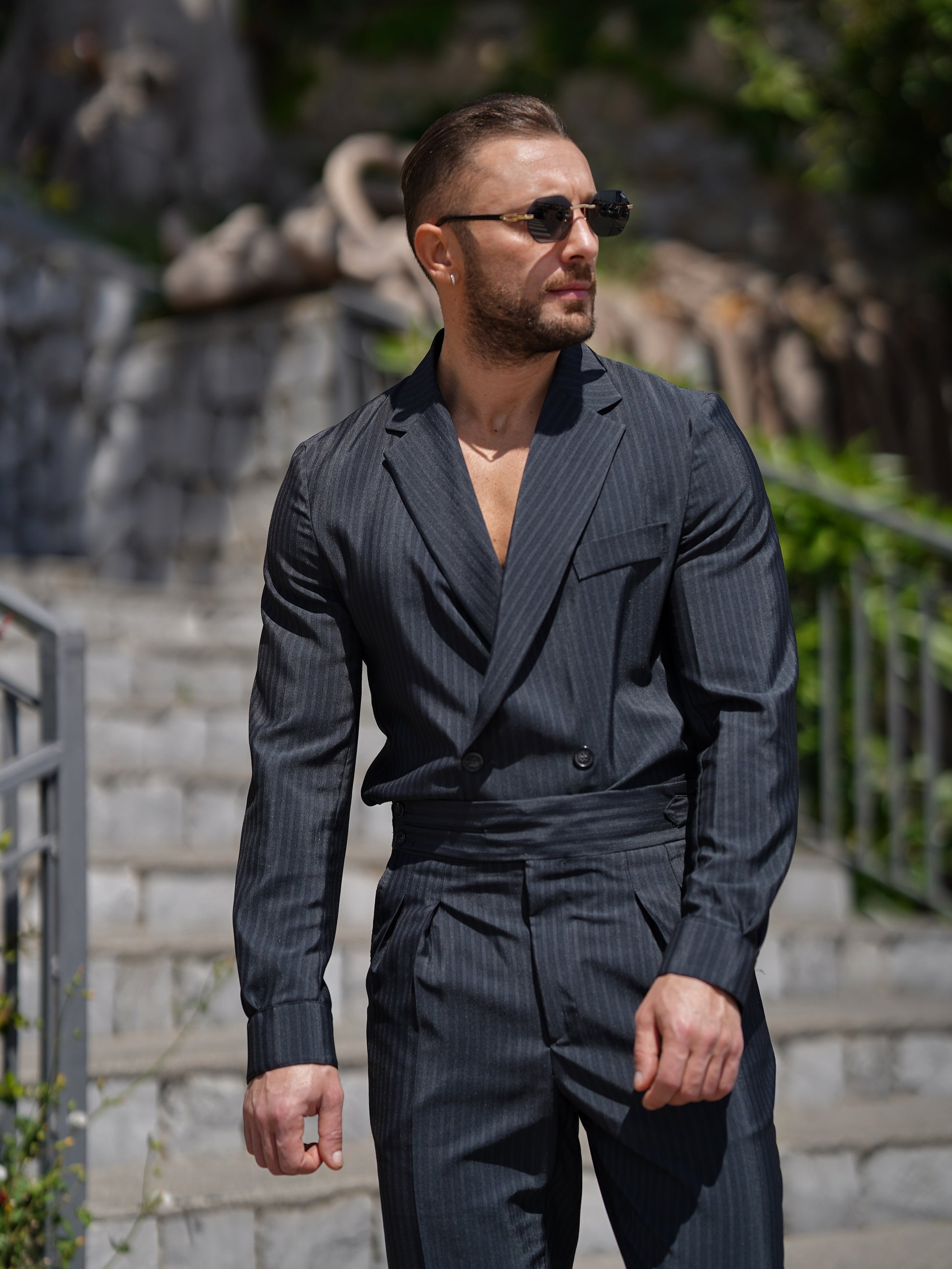 Giacca camicia doppiopetto petto napoli solaro nero