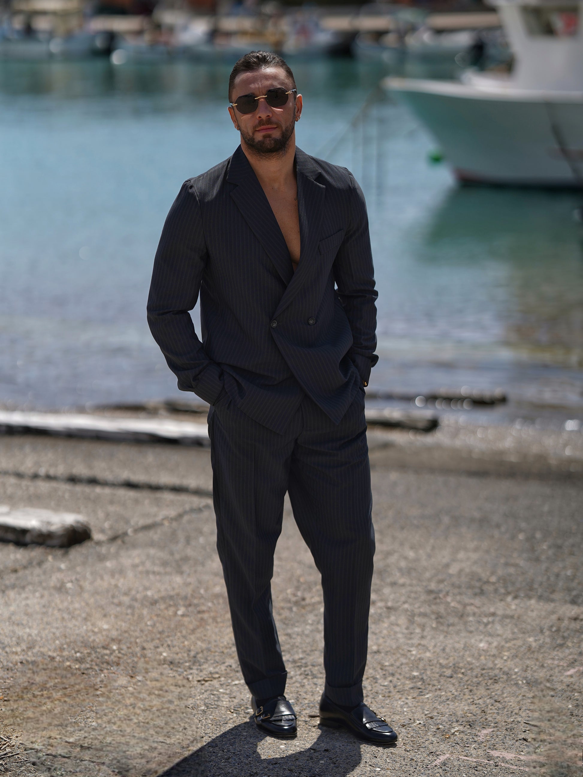 Giacca camicia doppiopetto petto napoli solaro nero