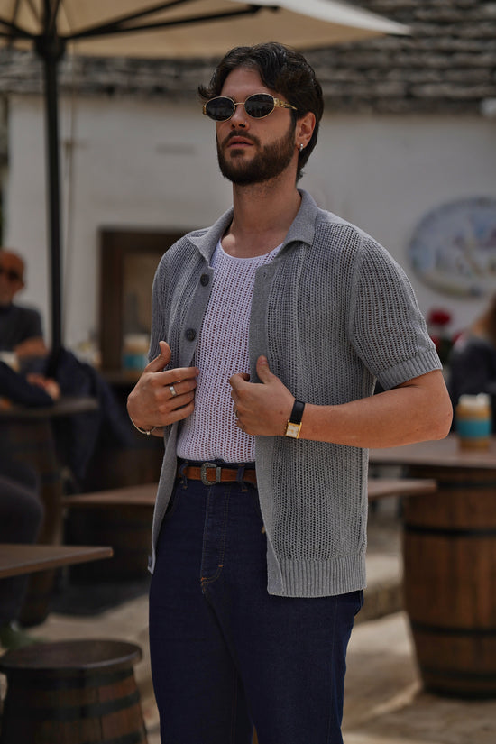 Camicia forata grigio fumo