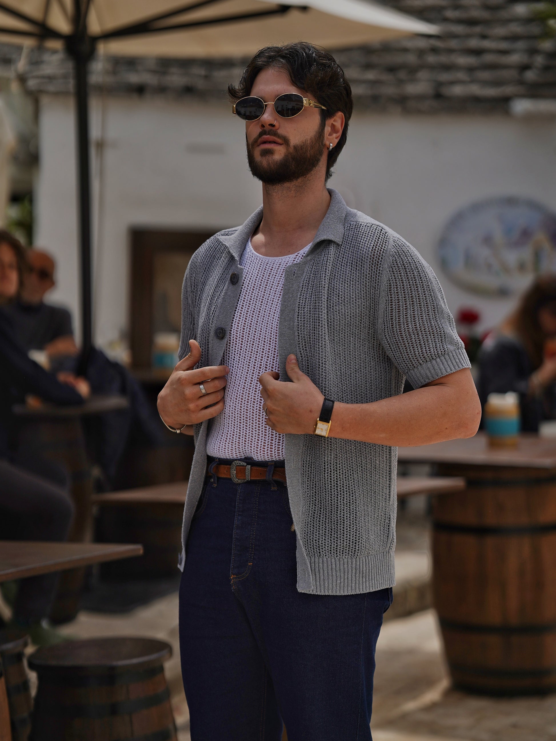 Camicia forata grigio fumo