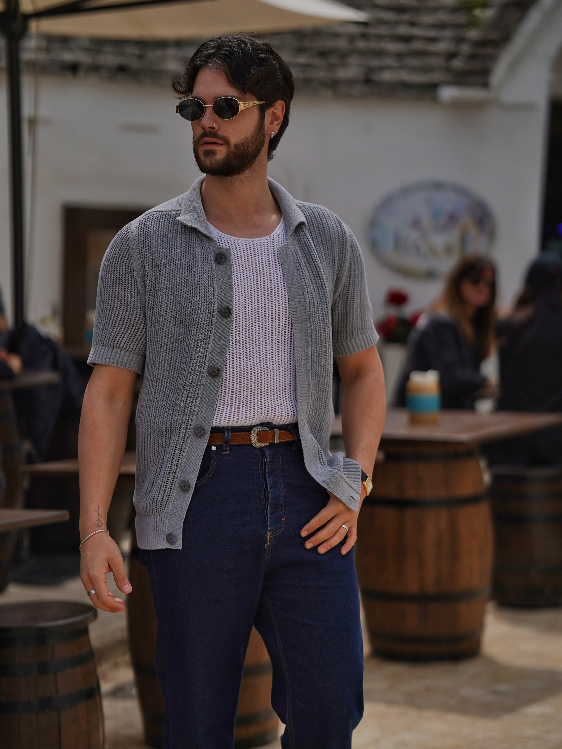 Camicia forata grigio fumo