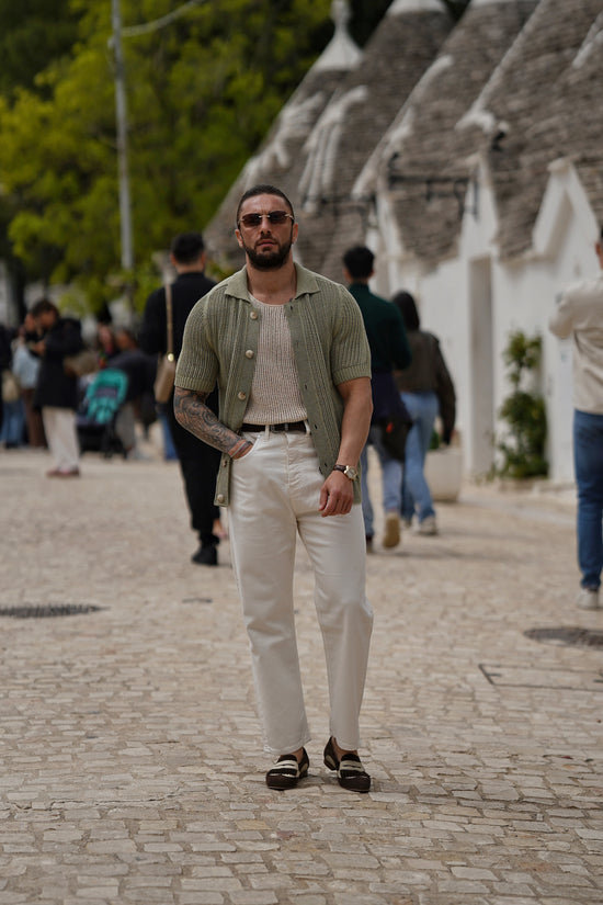 Camicia forata verde safari