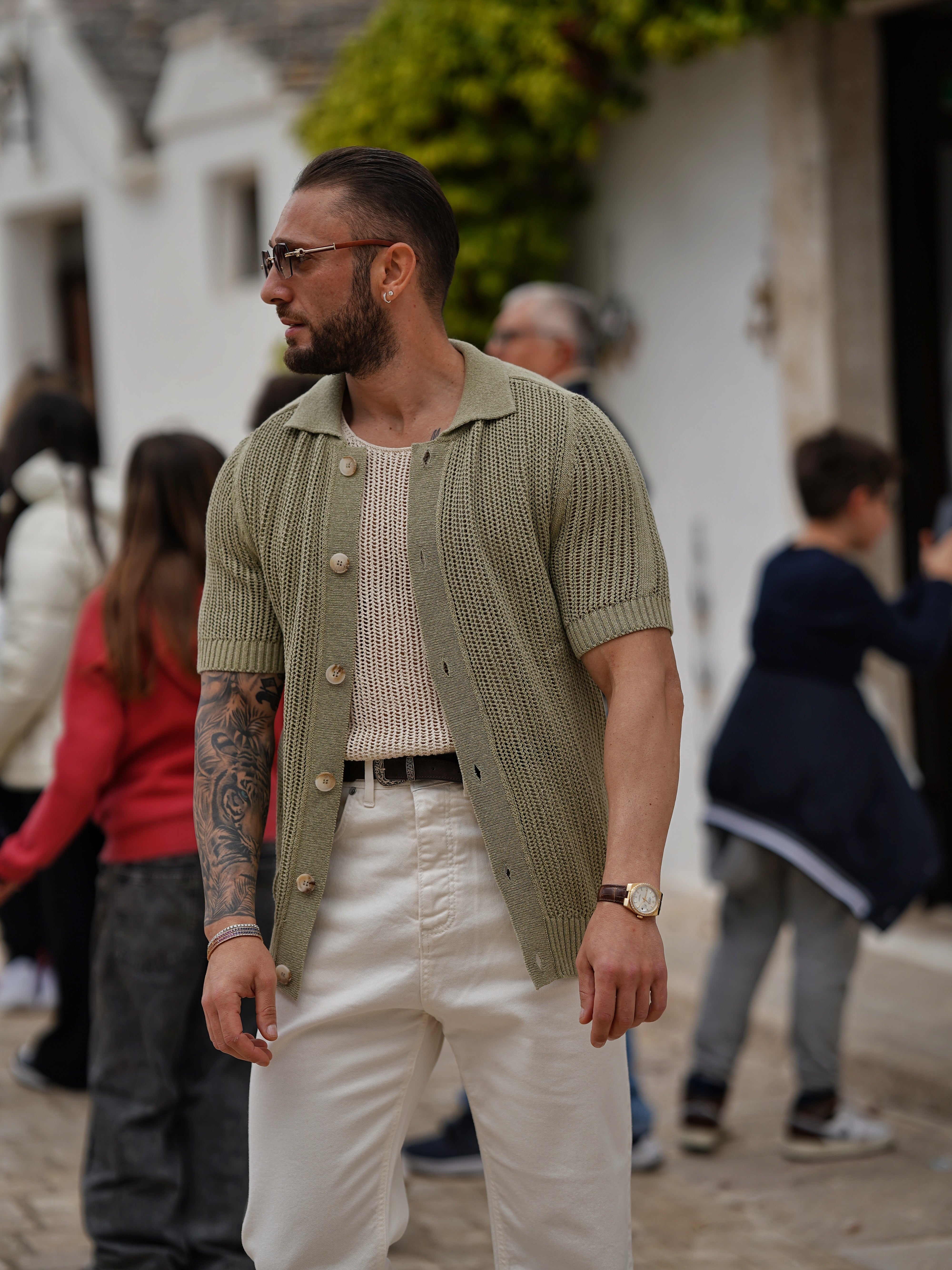 Camicia forata verde safari