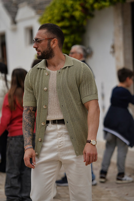Camicia forata verde safari